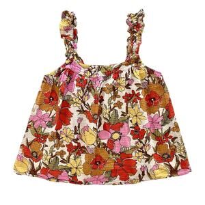Show Me Your Mumu Mazzy Tank SZ M Gauze Floral Flutter Ruffle Flowy Shirt SMYMM